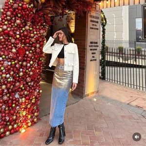 ZARA Z1975 METALLIC DENIM SKIRT